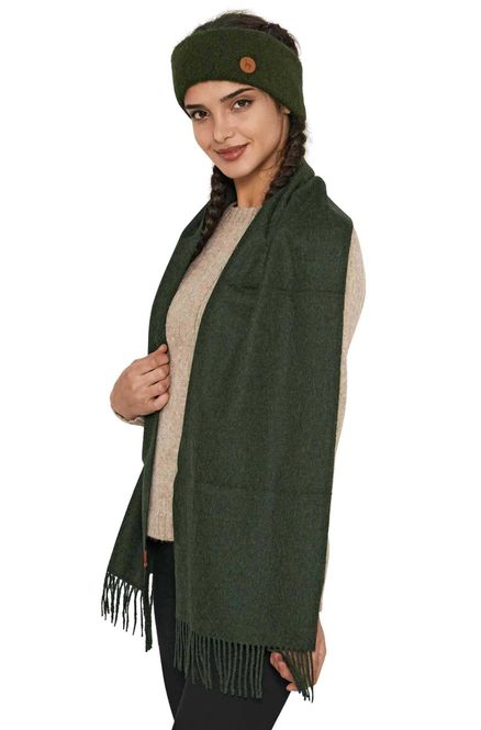 Main Image Alpaca Headband, Stretch - Moss Green