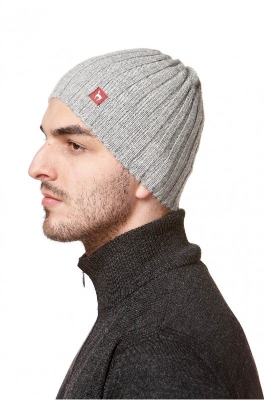 Alpakka lue, Skycap, ribbestrikket, Grå