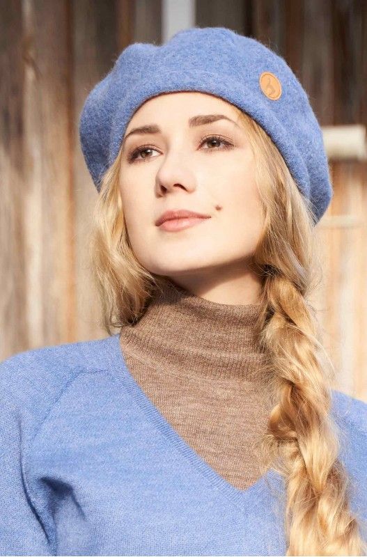 Alpakka lue, BERET Basker, blå
