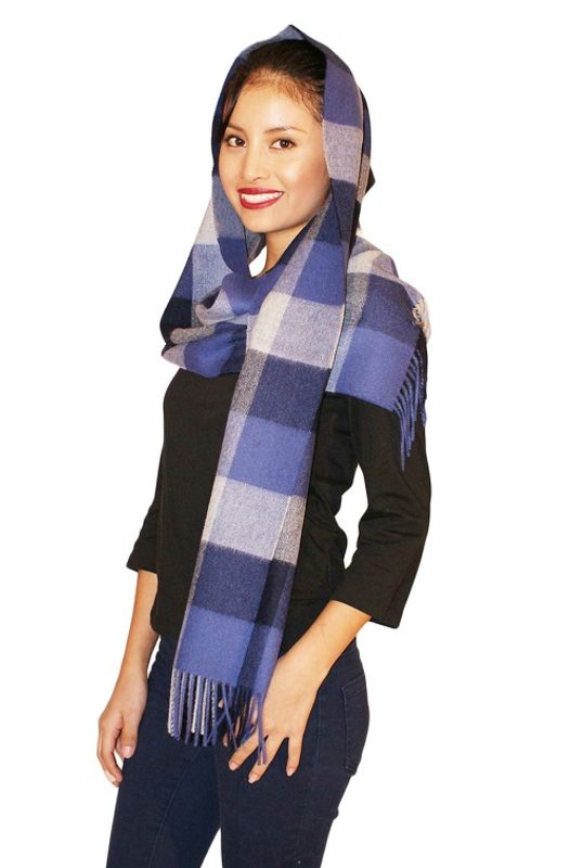 Alpakka skjerf, Karo, blå