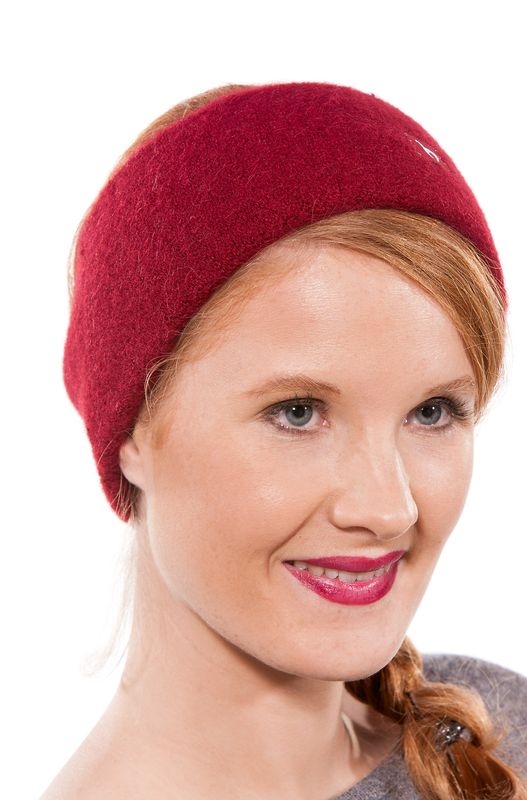 Alpakka pannebånd, Stretch, unisex, vinrød