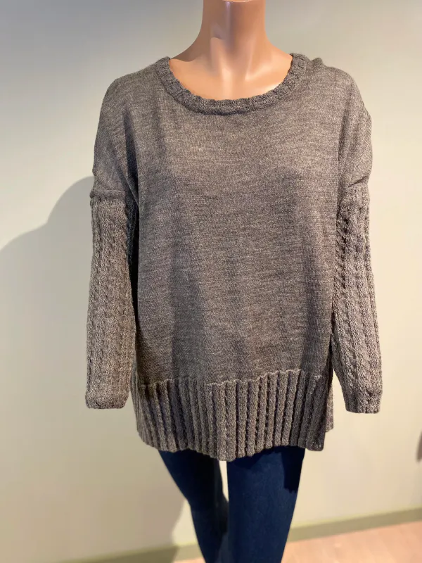 Alpakka genser, Diana Trim, grå-oliven