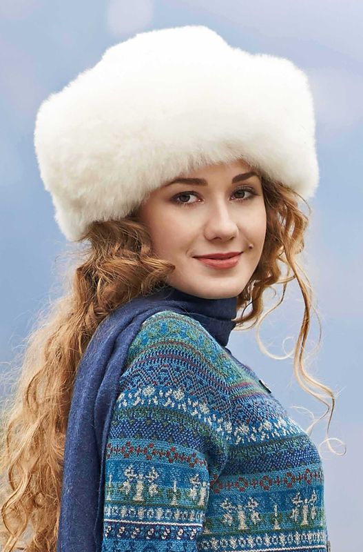 Alpakka pels lue, hvit